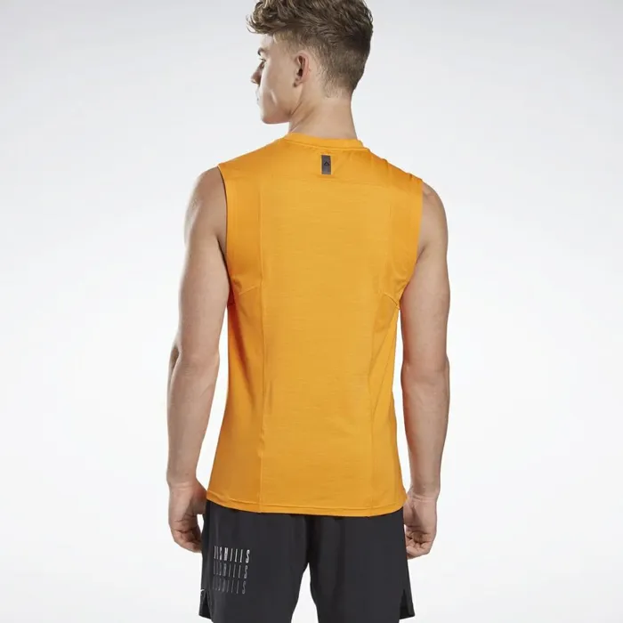 Tank Tops Mens Reebok LES MILLS BODYCOMBAT Muscle Sleeveless Tee High Vis Orange