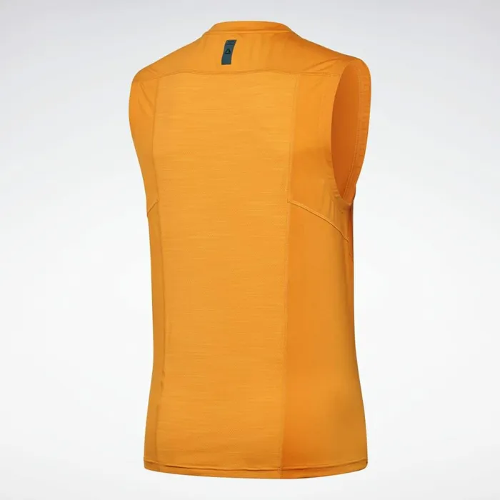 Tank Tops Mens Reebok LES MILLS BODYCOMBAT Muscle Sleeveless Tee High Vis Orange