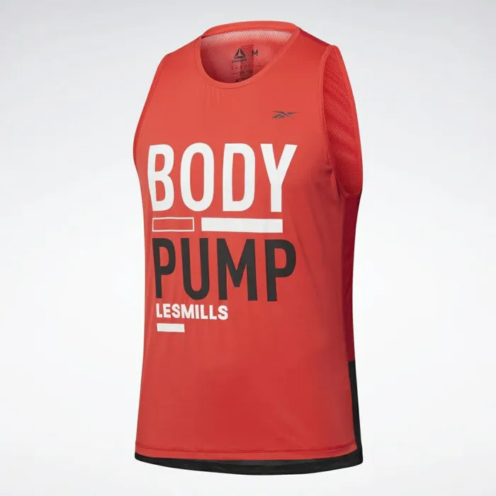 Tank Tops Mens Reebok LES MILLS BODYPUMP ACTIVCHILL Singlet Primal Red