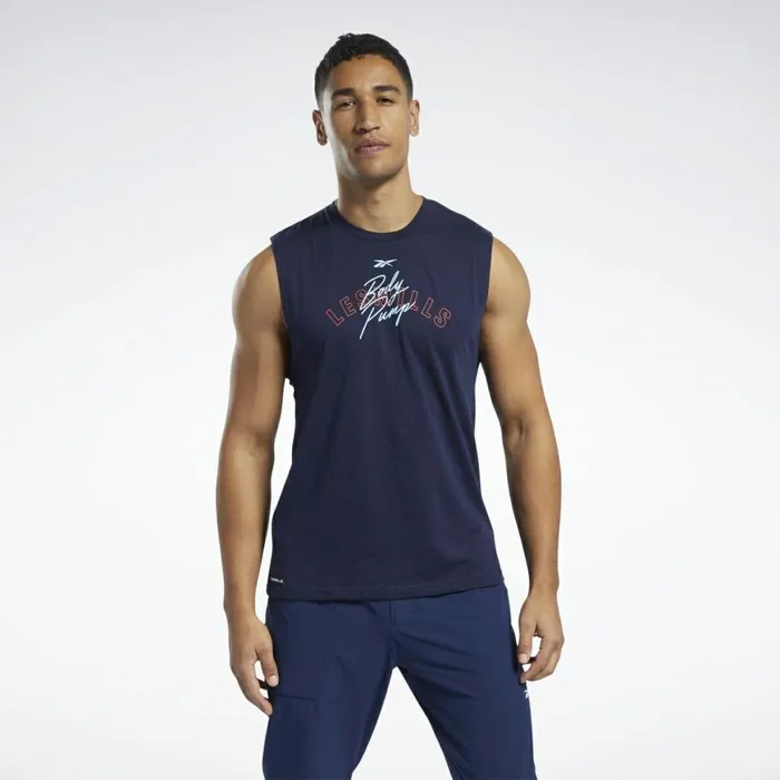 Tank Tops Mens Reebok Les Mills BodyPump Tank Top Vector Navy