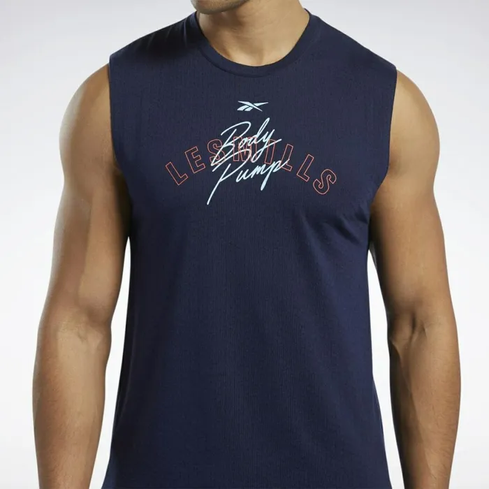 Tank Tops Mens Reebok Les Mills BodyPump Tank Top Vector Navy