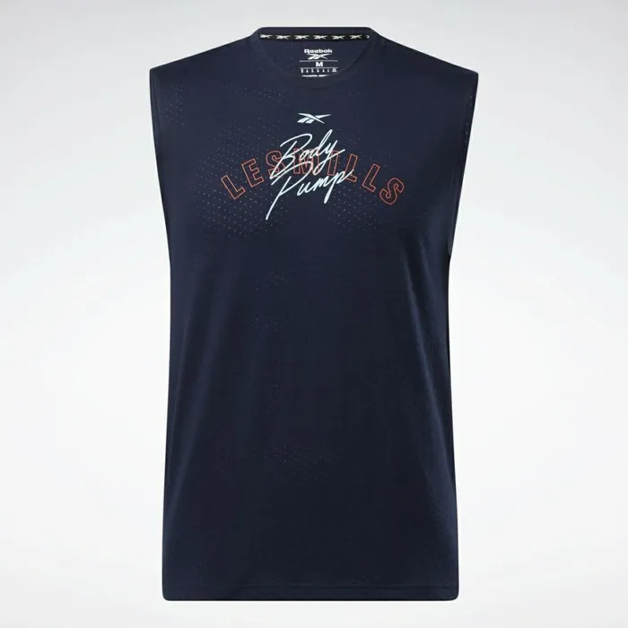 Tank Tops Mens Reebok Les Mills BodyPump Tank Top Vector Navy