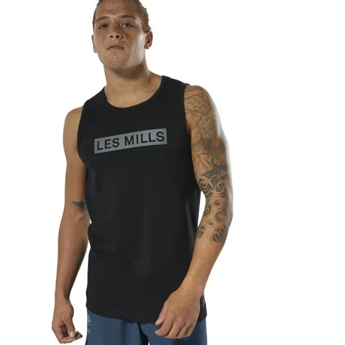 Tank Tops Mens Reebok LES MILLS Perforated Tank Top Black
