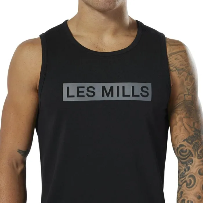 Tank Tops Mens Reebok LES MILLS Perforated Tank Top Black