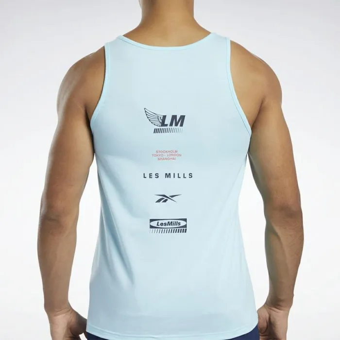Tank Tops Mens Reebok Les Mills Regular Fit Tank Top Digital Glow