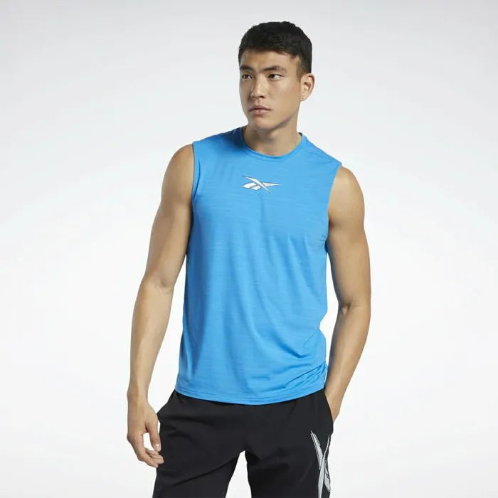 Tank Tops Mens Reebok Workout Ready ACTIVCHILL Sleeveless Tee Horizon Blue