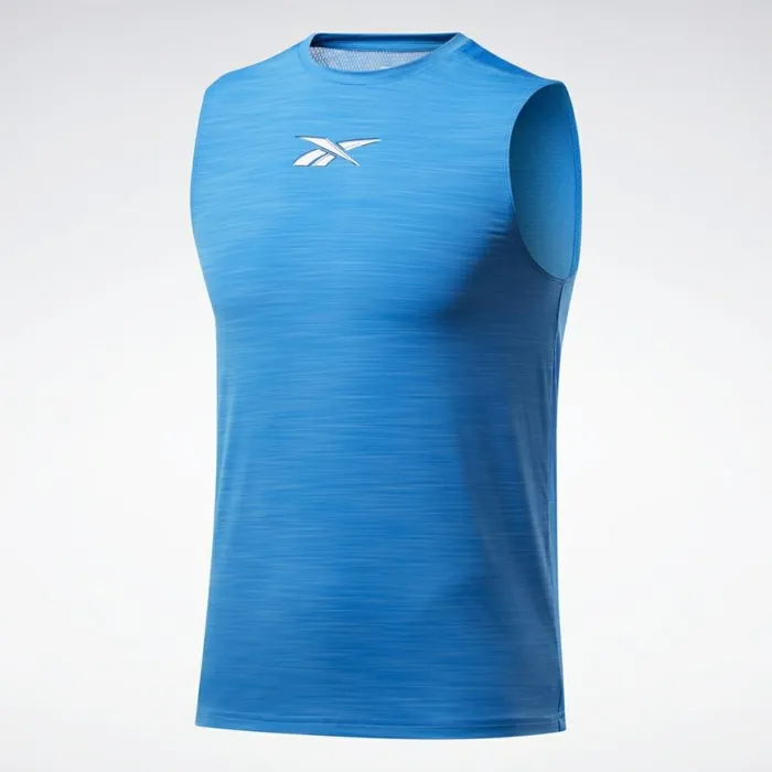 Tank Tops Mens Reebok Workout Ready ACTIVCHILL Sleeveless Tee Horizon Blue