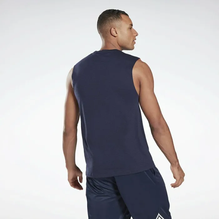 Tank Tops Mens Reebok Workout Ready Mesh Sleeveless TShirt Vector Navy