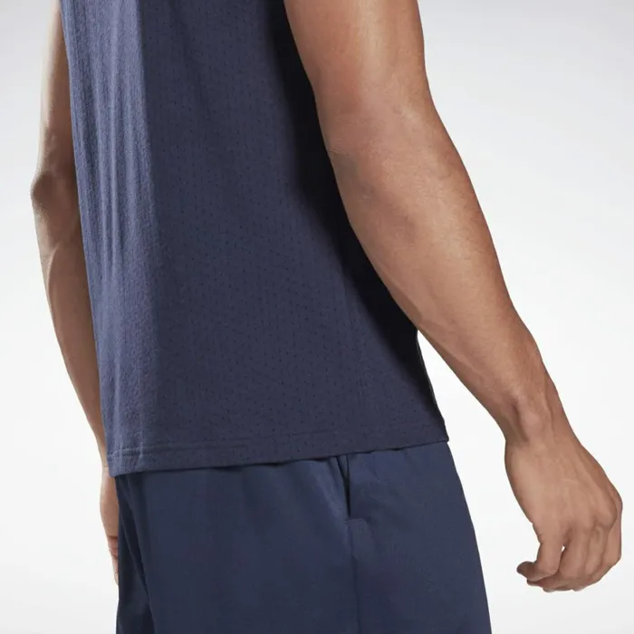 Tank Tops Mens Reebok Workout Ready Mesh Sleeveless TShirt Vector Navy