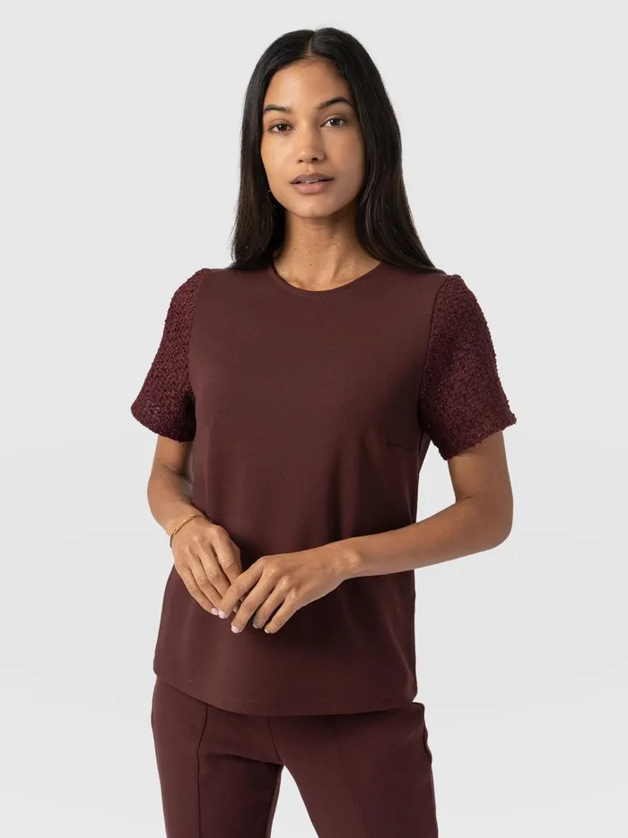 Taylor Rayner Contrast Tee 8211 Maroon Maroon Women Saint And Sofia TShirts and Tanks