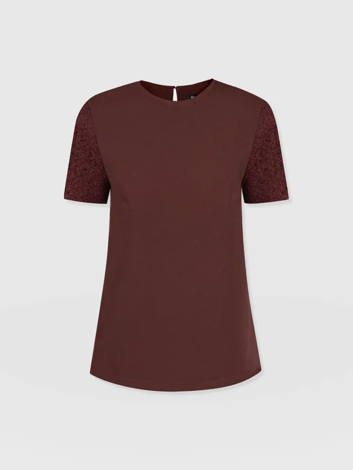 Taylor Rayner Contrast Tee 8211 Maroon Maroon Women Saint And Sofia TShirts and Tanks
