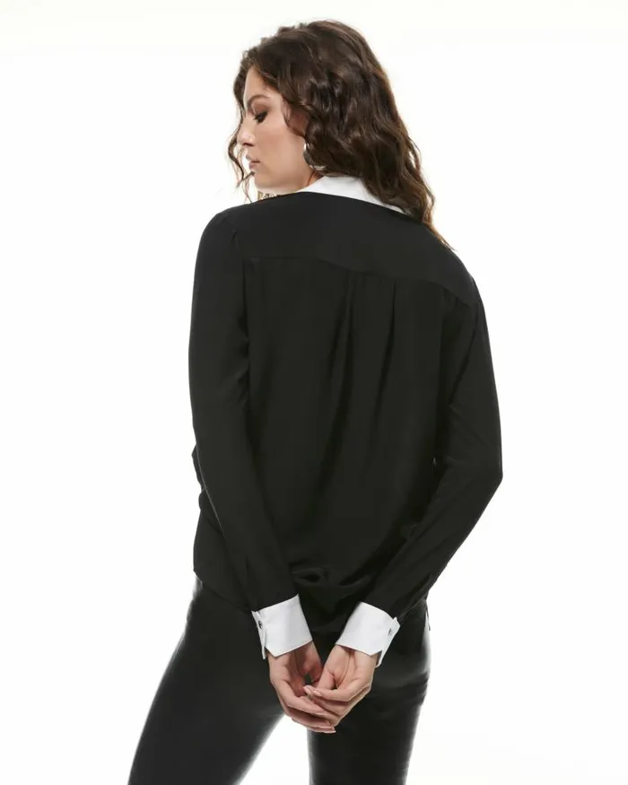Tops and Blouses Women PAIGE 20th Anniversary Capsule Benton Shirt 8211 Black Silk