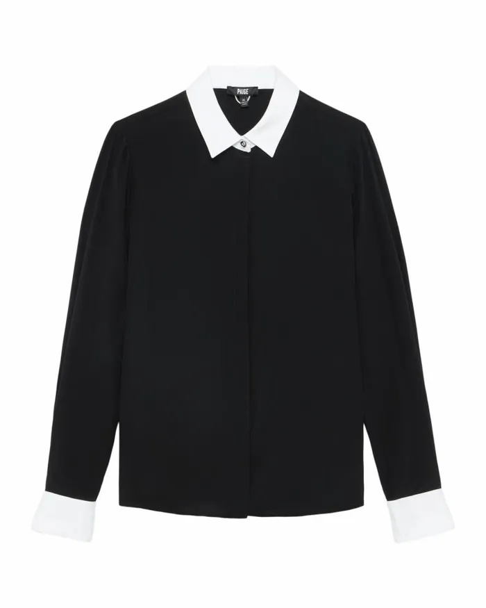 Tops and Blouses Women PAIGE 20th Anniversary Capsule Benton Shirt 8211 Black Silk