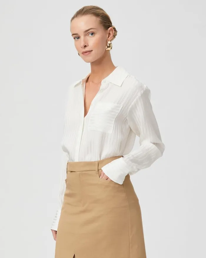 Tops and Blouses Women PAIGE Kelyn Shirt 8211 White Silk
