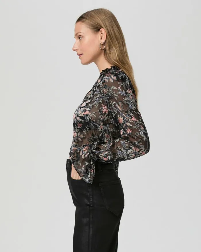 Tops and Blouses Women PAIGE Laurin Blouse 8211 Black Multi Satin