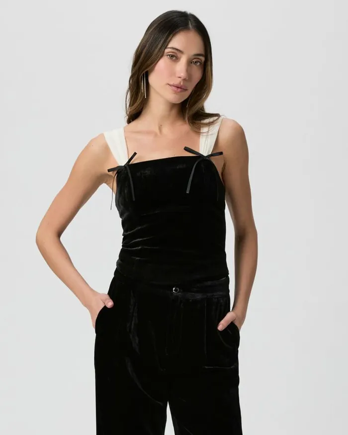 Tops and Blouses Women PAIGE Tuli Top 8211 BlackWhite Velvet
