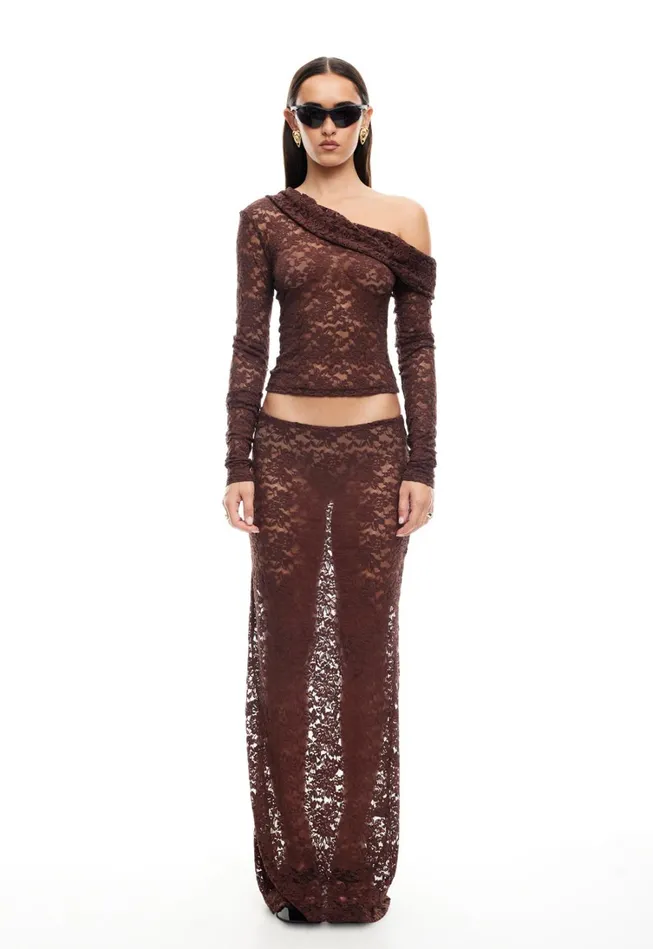 Tops Women Lioness Fashion BLACK SWAN OFF SHOULDER Chocolate Tops Women Lioness Fashion BLACK SWAN OFF SHOULDER Chocolate