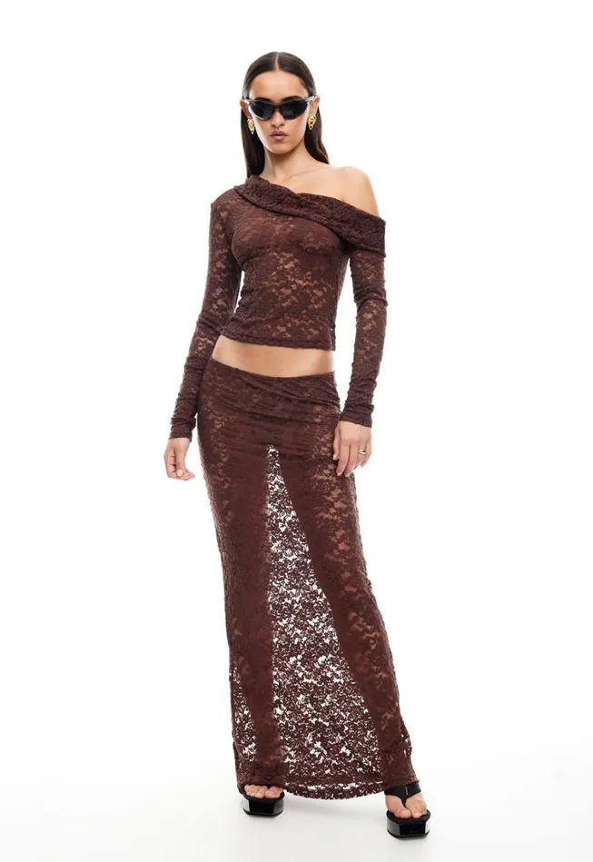 Tops Women Lioness Fashion BLACK SWAN OFF SHOULDER Chocolate Tops Women Lioness Fashion BLACK SWAN OFF SHOULDER Chocolate