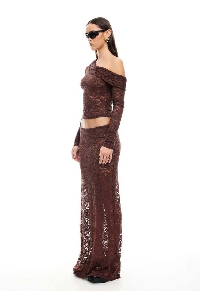 Tops Women Lioness Fashion BLACK SWAN OFF SHOULDER Chocolate Tops Women Lioness Fashion BLACK SWAN OFF SHOULDER Chocolate