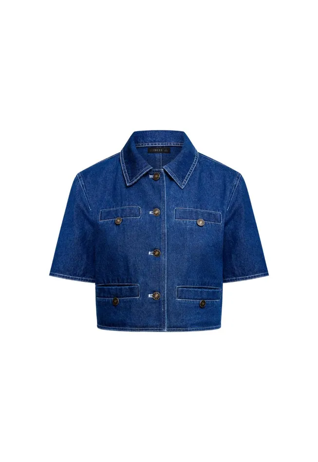 Tops Women Lioness Fashion HALSTON DENIM TOP Blue Denim Tops Women Lioness Fashion HALSTON DENIM TOP Blue Denim