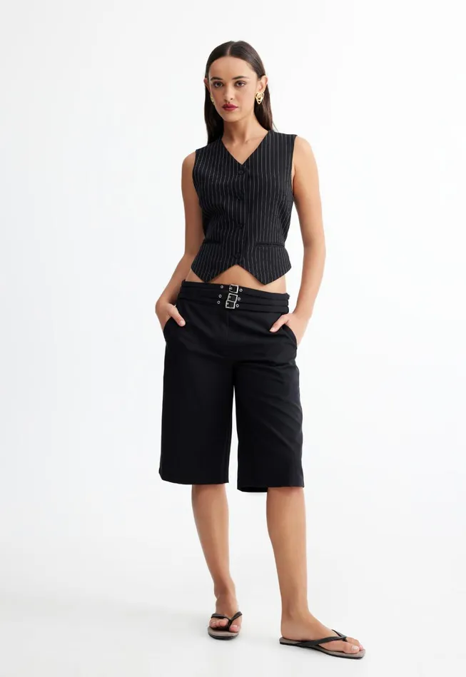 Tops Women Lioness Fashion HEIRESS VEST Onyx Pinstripe