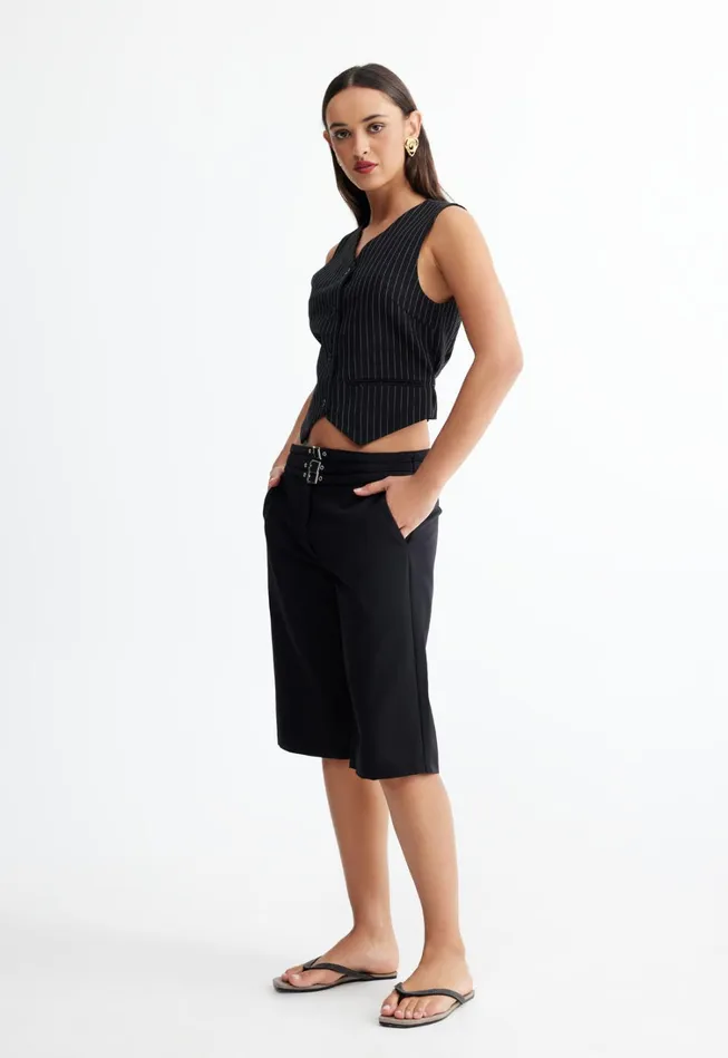 Tops Women Lioness Fashion HEIRESS VEST Onyx Pinstripe Tops Women Lioness Fashion HEIRESS VEST Onyx Pinstripe