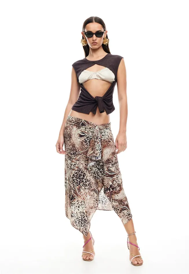 Tops Women Lioness Fashion MOSS TIE TOP Brown