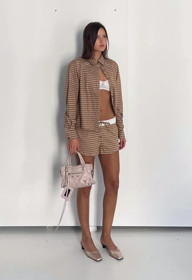Tops Women Lioness Fashion NIRVANA SHIRT Chocolate Check