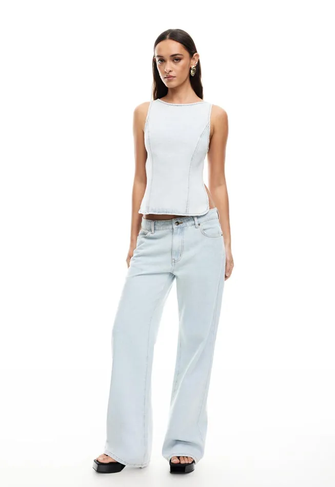Tops Women Lioness Fashion RIDER BACKLESS TOP Light Denim Tops Women Lioness Fashion RIDER BACKLESS TOP Light Denim