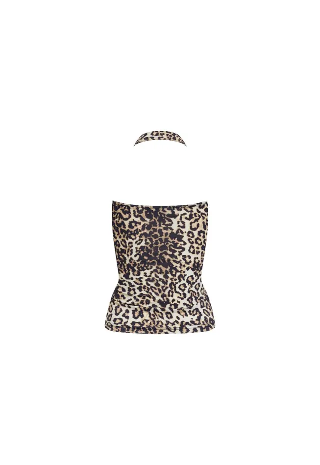 Tops Women Lioness Fashion ROUJE HALTER TOP Leopard Fade