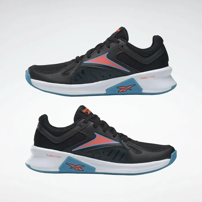 Training Shoes Womens Reebok Advanced Trainette Shoes Black Radiant Aqua Orange Flare