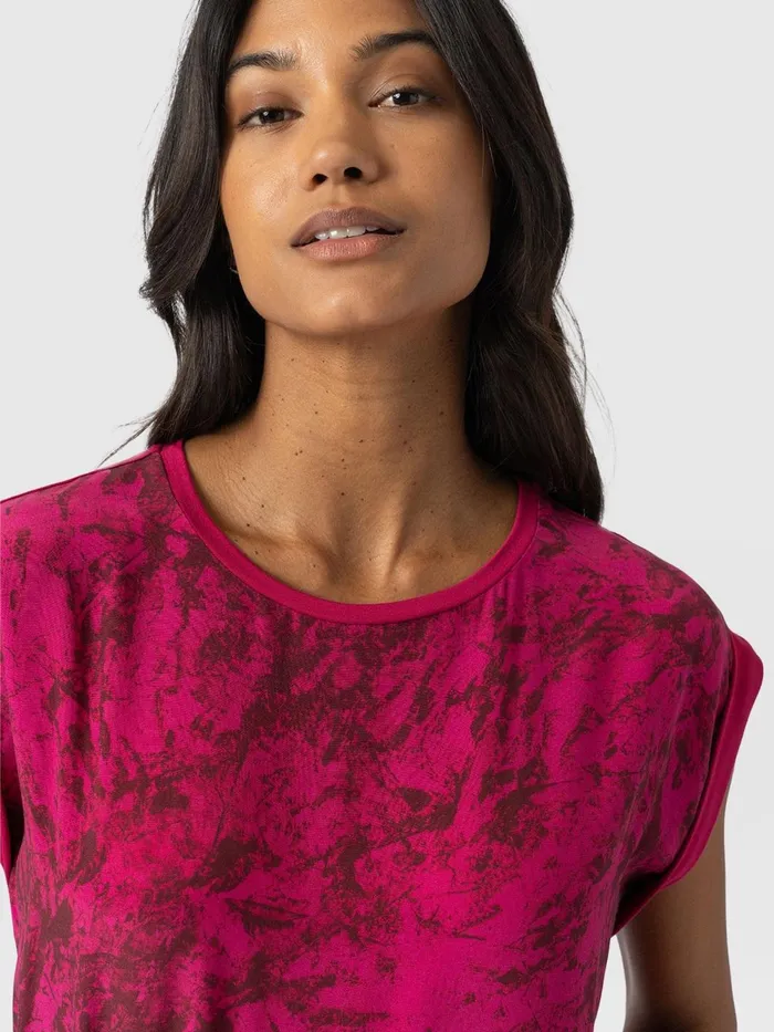 Turn Up Contrast Tee 8211 Pink Marble Pink Marble Women Saint And Sofia TShirts and Tanks