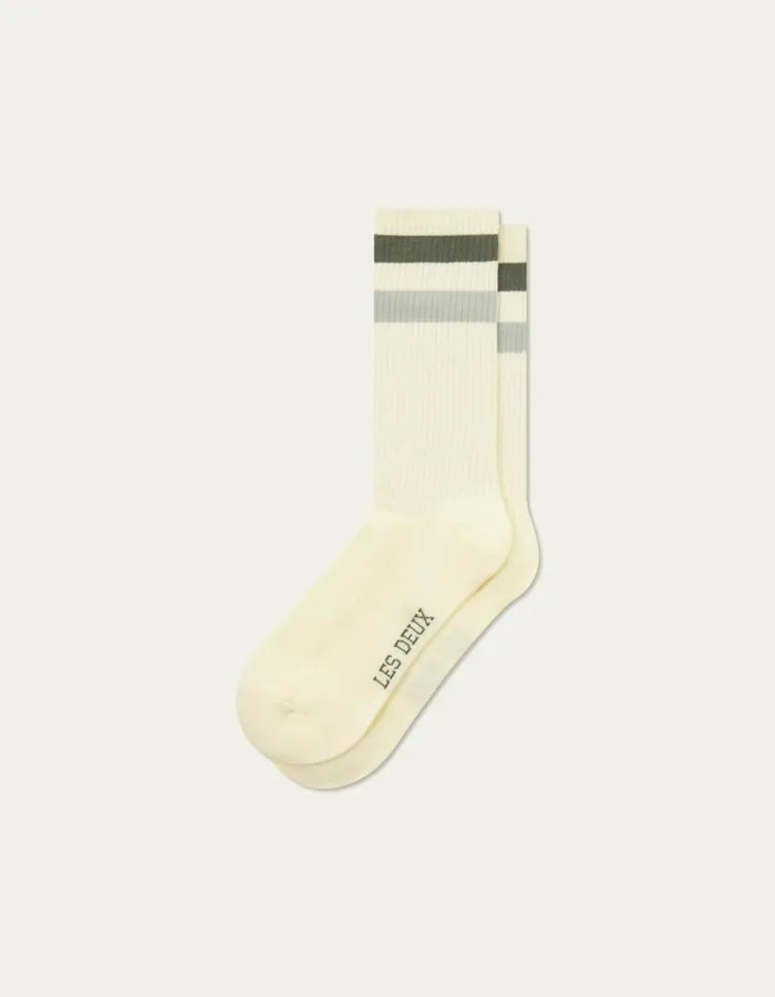 Underwear Men Les Deux Woods Rib Stripe Socks 8211 2Pack 8211 Off WhiteChive Green Underwear Men Les Deux Woods Rib Stripe Socks 8211 2Pack 8211 Off WhiteChive Green