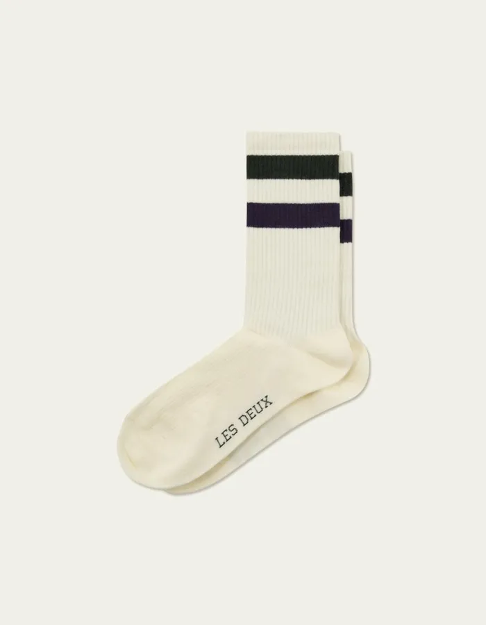 Underwear Men Les Deux Woods Rib Stripe Socks 8211 2Pack 8211 Off WhiteRosin