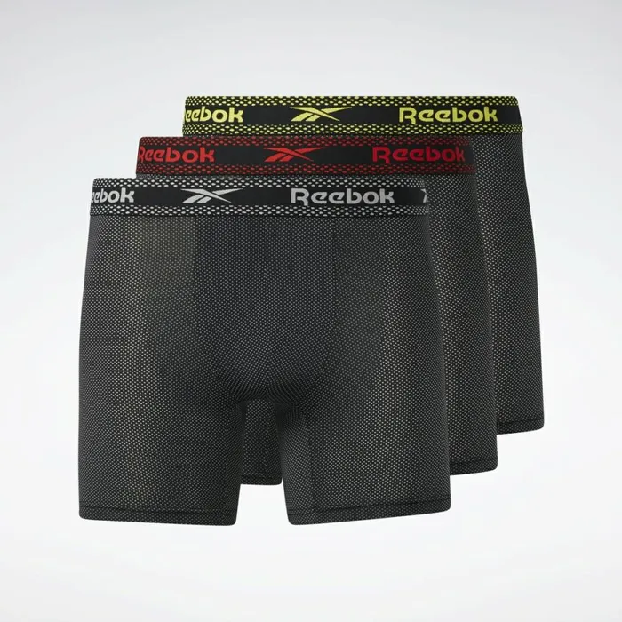 Underwear Mens Reebok Super Soft Nylon Performance Boxer Briefs 3 Pairs Multi