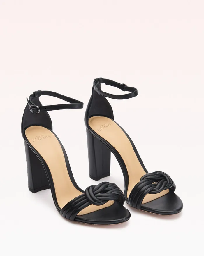 Vicky Block 90 Leather Sandal With Knot Detail Alexandre Birman Black Women Alexandre Birman Sandals