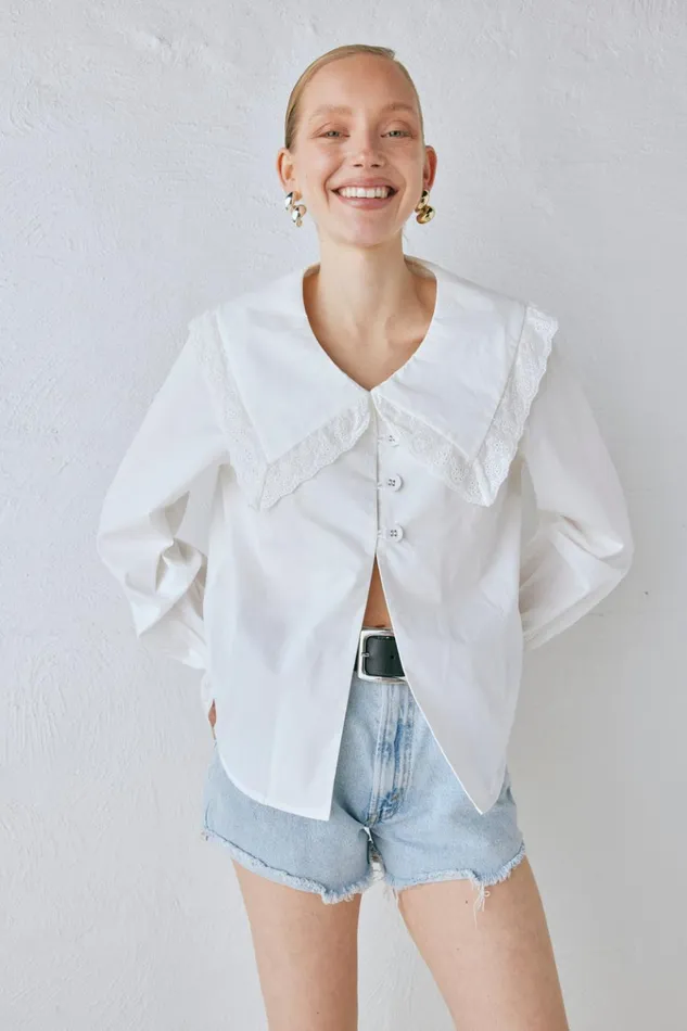 VRG GRL Long Sleeve Mae Blouse White 8211 Women VRG GRL Long Sleeve Mae Blouse White 8211 Women