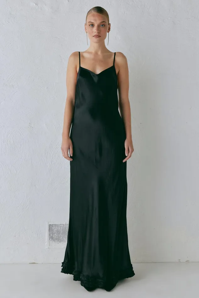 VRG GRL MidiMaxi Dresses Alber Satin Maxi Dress Black 8211 Women
