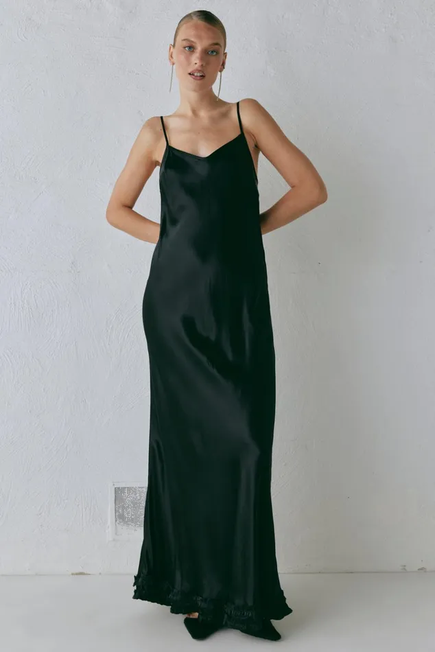 VRG GRL MidiMaxi Dresses Alber Satin Maxi Dress Black 8211 Women VRG GRL MidiMaxi Dresses Alber Satin Maxi Dress Black 8211 Women
