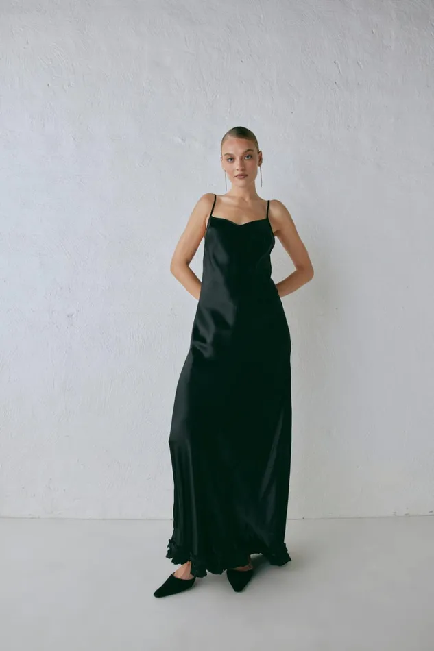 VRG GRL MidiMaxi Dresses Alber Satin Maxi Dress Black 8211 Women VRG GRL MidiMaxi Dresses Alber Satin Maxi Dress Black 8211 Women