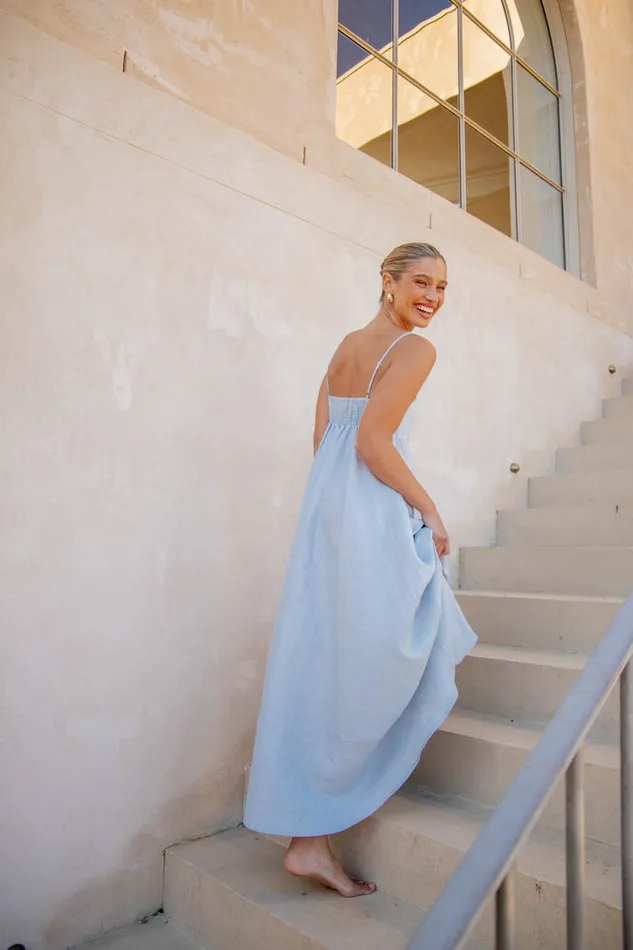 VRG GRL MidiMaxi Dresses Behati Linen Maxi Dress Sky 8211 Women VRG GRL MidiMaxi Dresses Behati Linen Maxi Dress Sky 8211 Women