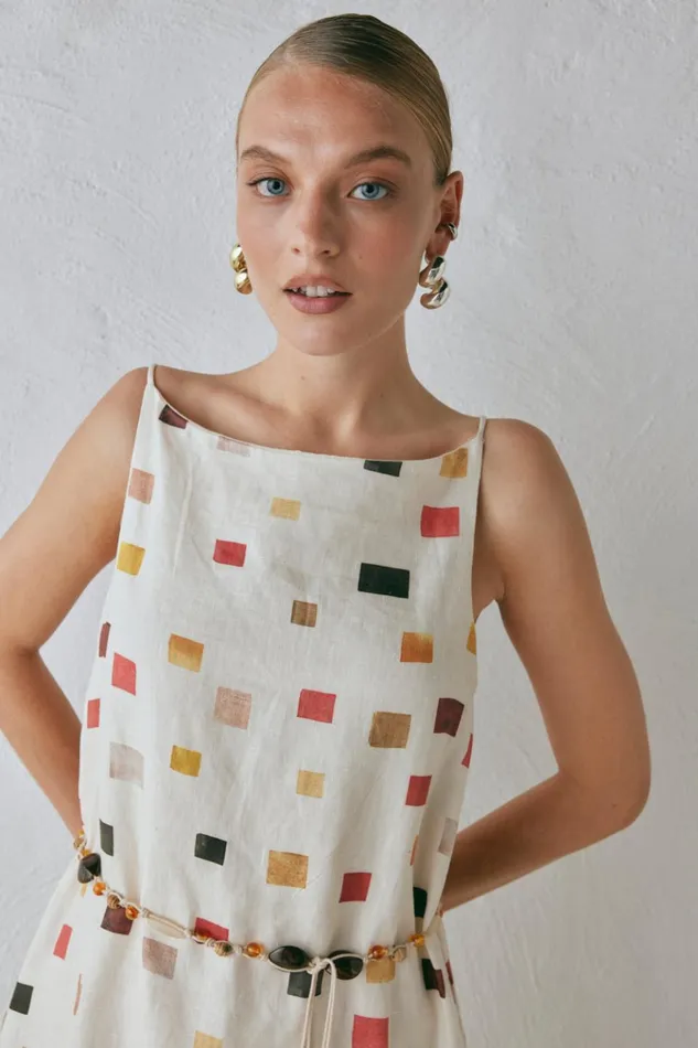 VRG GRL MidiMaxi Dresses Elma Linen Midi Dress Tile 8211 Women
