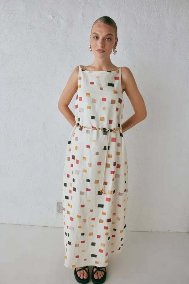VRG GRL MidiMaxi Dresses Elma Linen Midi Dress Tile 8211 Women