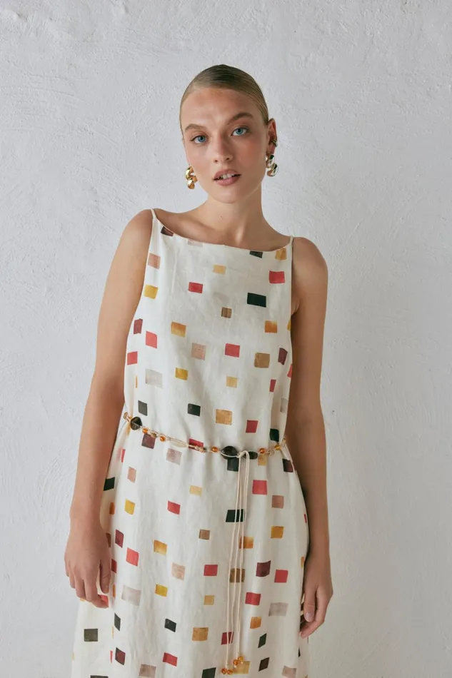 VRG GRL MidiMaxi Dresses Elma Linen Midi Dress Tile 8211 Women