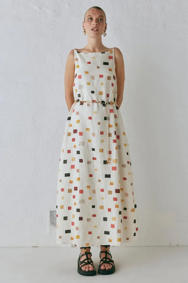 VRG GRL MidiMaxi Dresses Elma Linen Midi Dress Tile 8211 Women