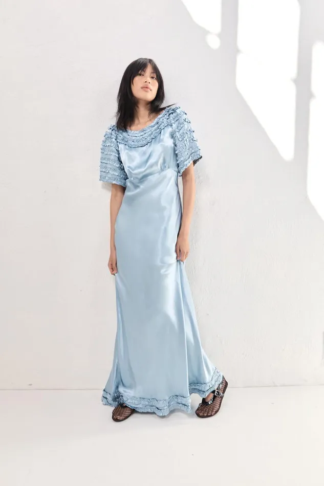 VRG GRL MidiMaxi Dresses Freja Satin Maxi Dress Sky 8211 Women
