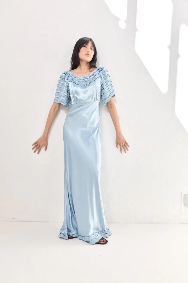 VRG GRL MidiMaxi Dresses Freja Satin Maxi Dress Sky 8211 Women VRG GRL MidiMaxi Dresses Freja Satin Maxi Dress Sky 8211 Women