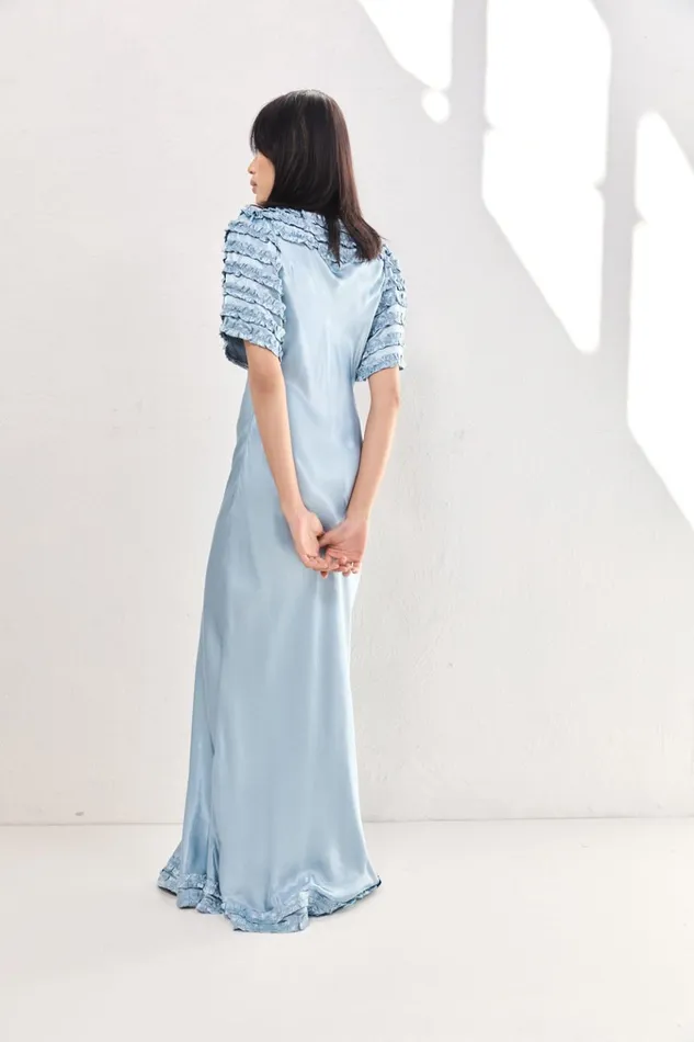 VRG GRL MidiMaxi Dresses Freja Satin Maxi Dress Sky 8211 Women VRG GRL MidiMaxi Dresses Freja Satin Maxi Dress Sky 8211 Women