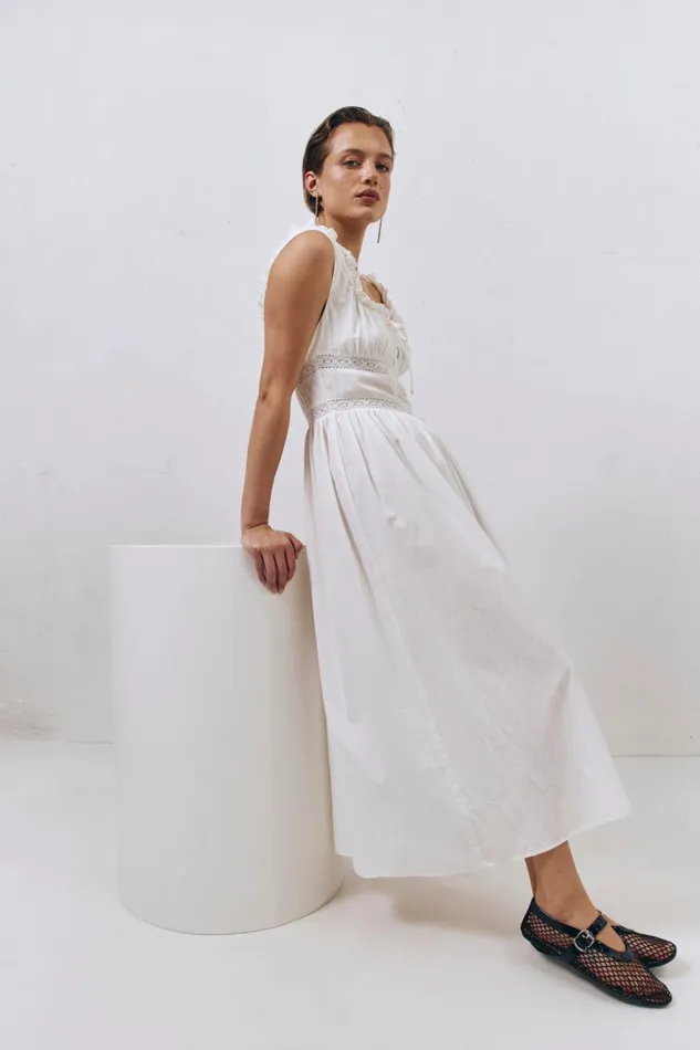 VRG GRL MidiMaxi Dresses French Silhouette Midi Dress White 8211 Women VRG GRL MidiMaxi Dresses French Silhouette Midi Dress White 8211 Women
