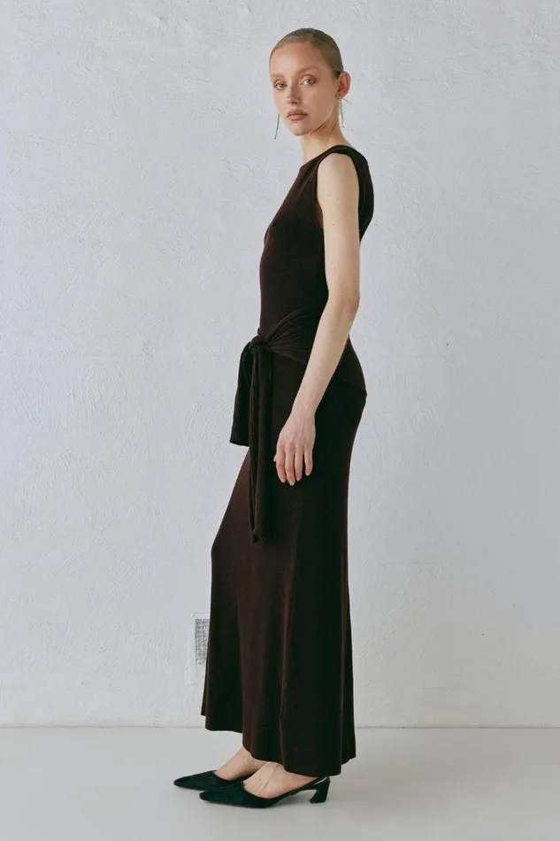 VRG GRL MidiMaxi Dresses Gia Knit Midi Dress Dark Chocolate 8211 Women VRG GRL MidiMaxi Dresses Gia Knit Midi Dress Dark Chocolate 8211 Women